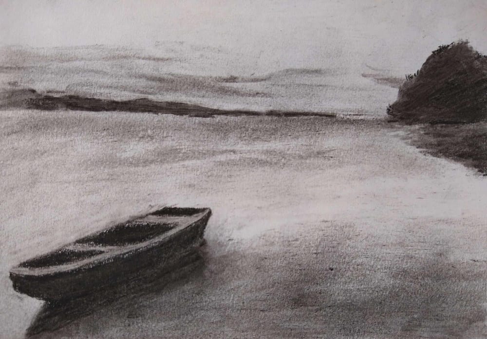 Charcoal drawing - boat - image 1 - student project