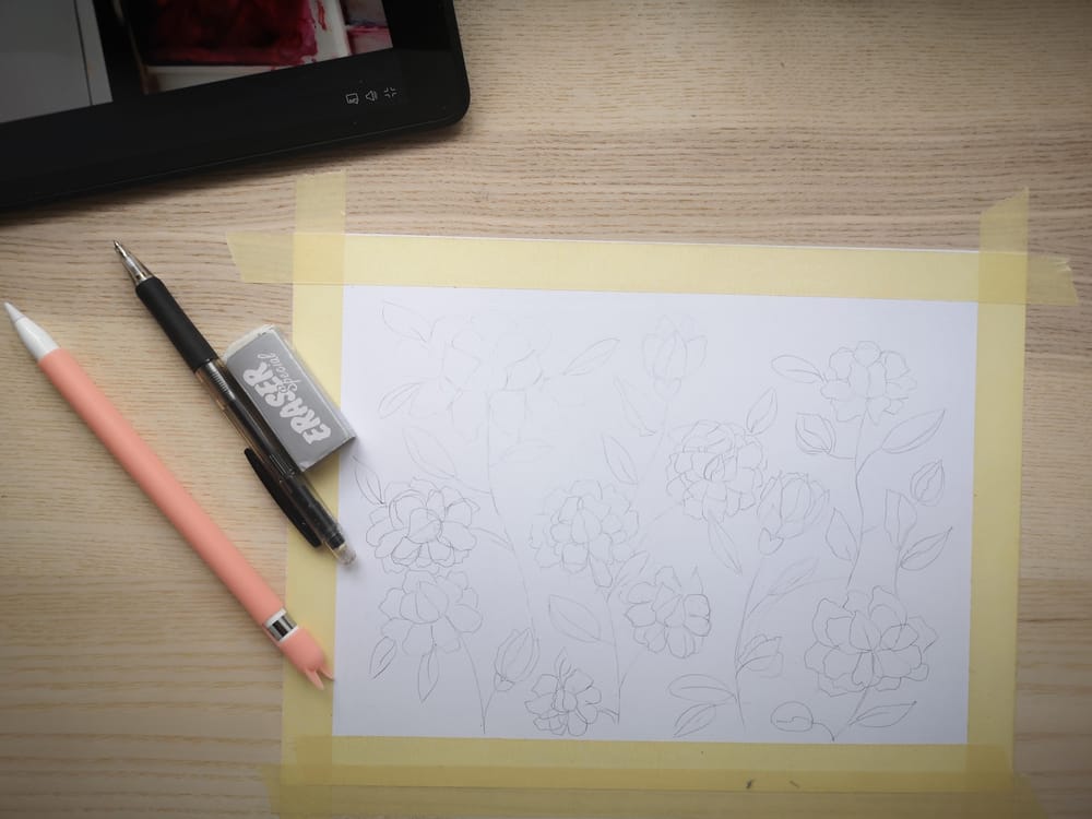 Peonies with ink - image 2 - student project