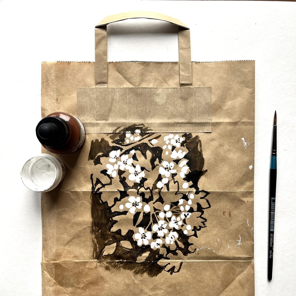 Floral Studies on Toned paper With Ink - image 2 - student project