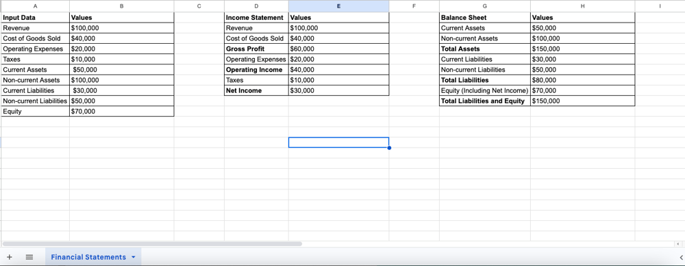 Financial Statement Calculator - image 1 - student project