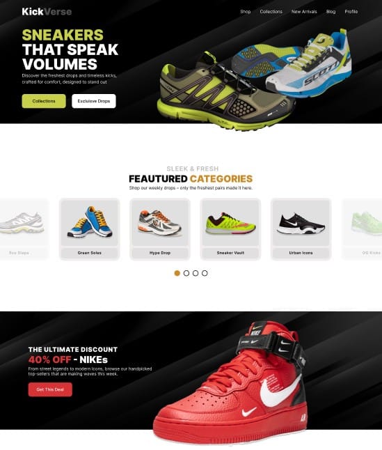 Sneakers Shop - Landing Page - image 1 - student project