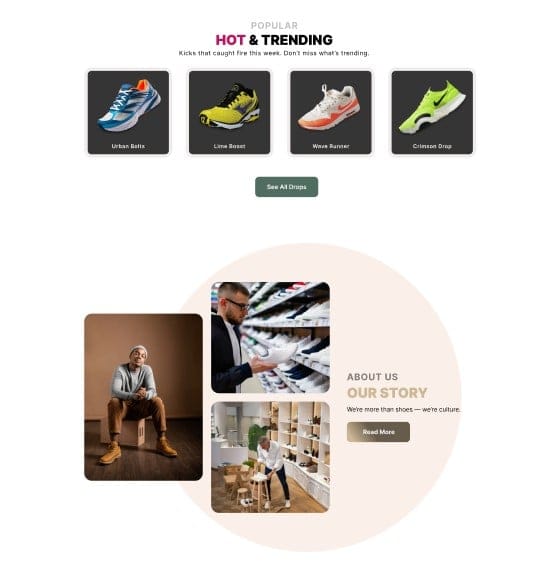 Sneakers Shop - Landing Page - image 2 - student project