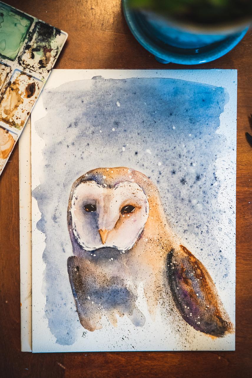 Barn Owl. A Free-Flow Watercolour Masterclass with Jane Davies - image 2 - student project