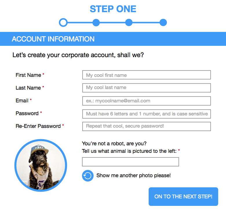 Corporate User Account Set Up Form - image 2 - student project