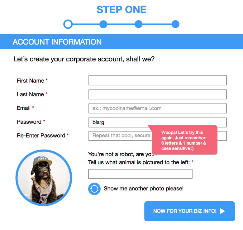 Corporate User Account Set Up Form - image 4 - student project