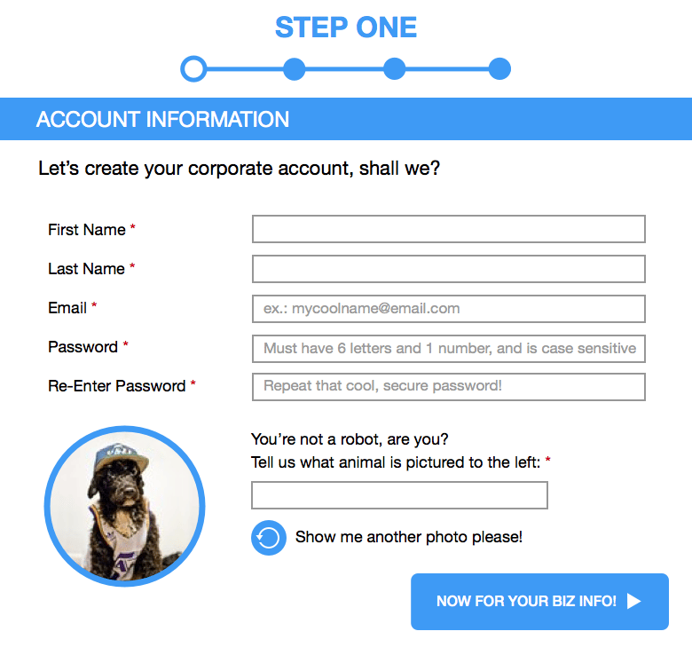 Corporate User Account Set Up Form - image 3 - student project