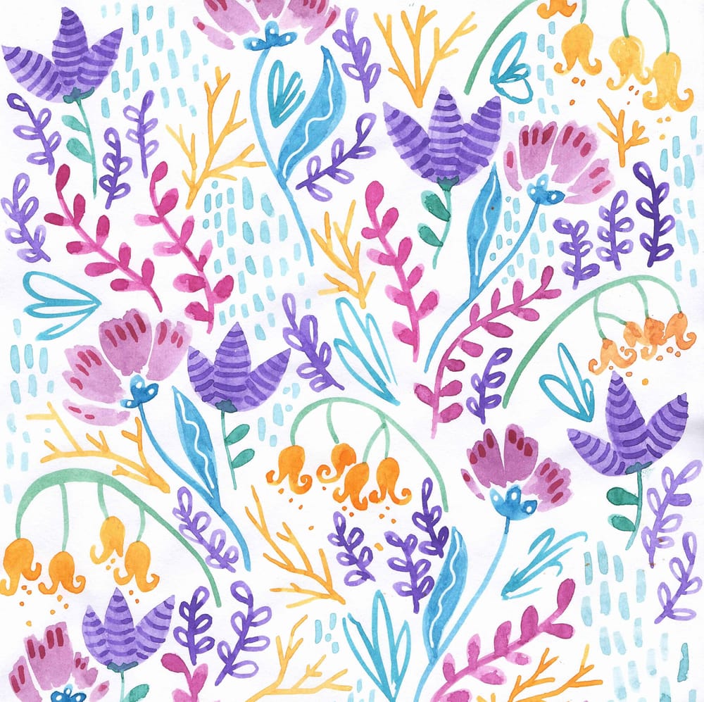 Watercolor Wonderland Flowers Pattern - image 1 - student project