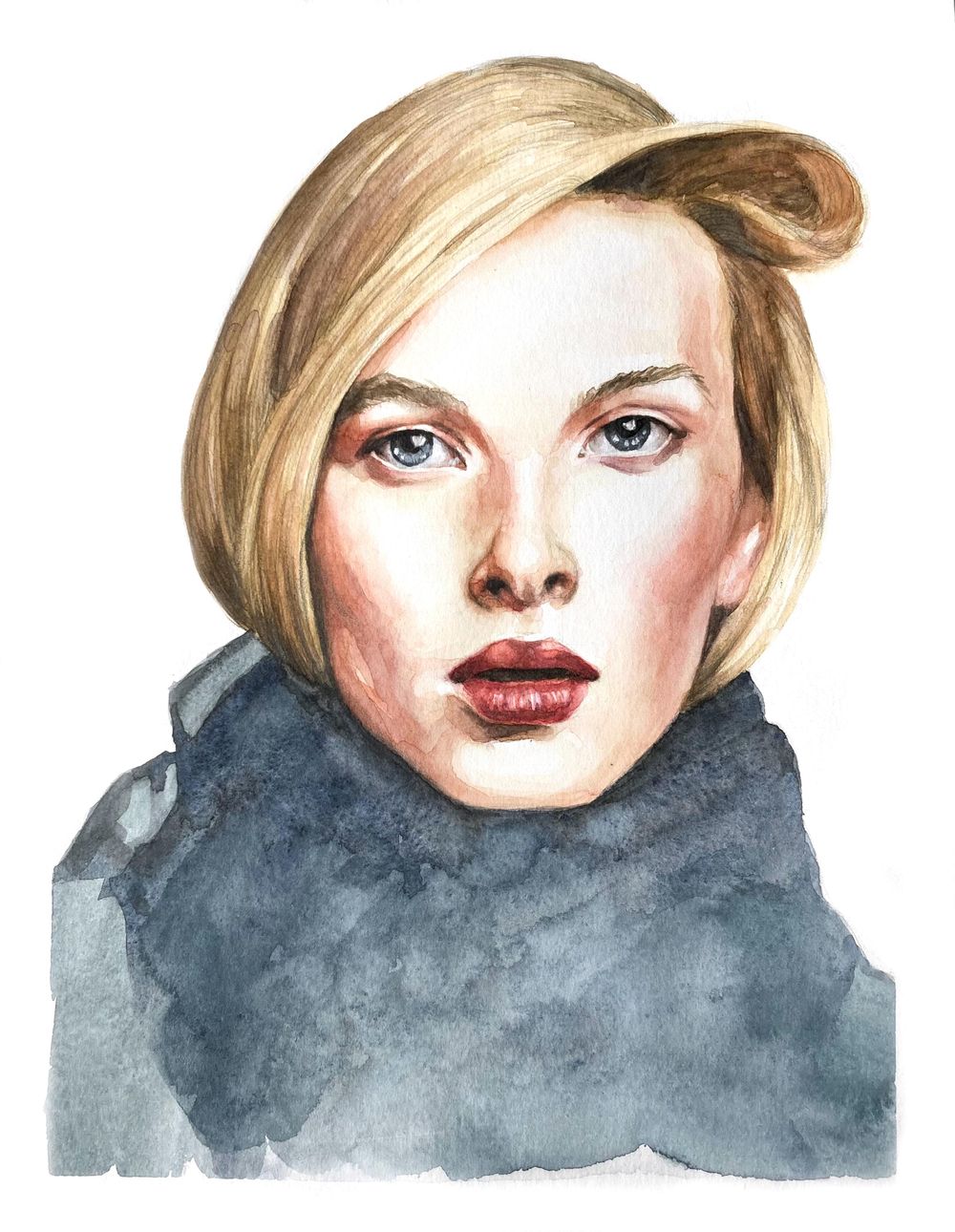 My finished work for the Watercolour Portrait class - image 1 - student project