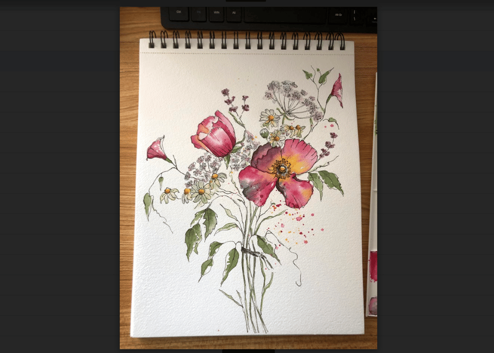 5 Flowers in Watercolor and Ink - image 3 - student project