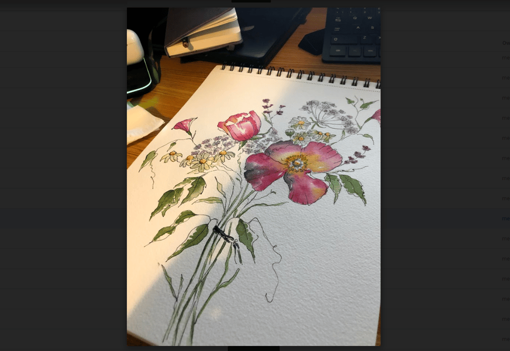 5 Flowers in Watercolor and Ink - image 2 - student project