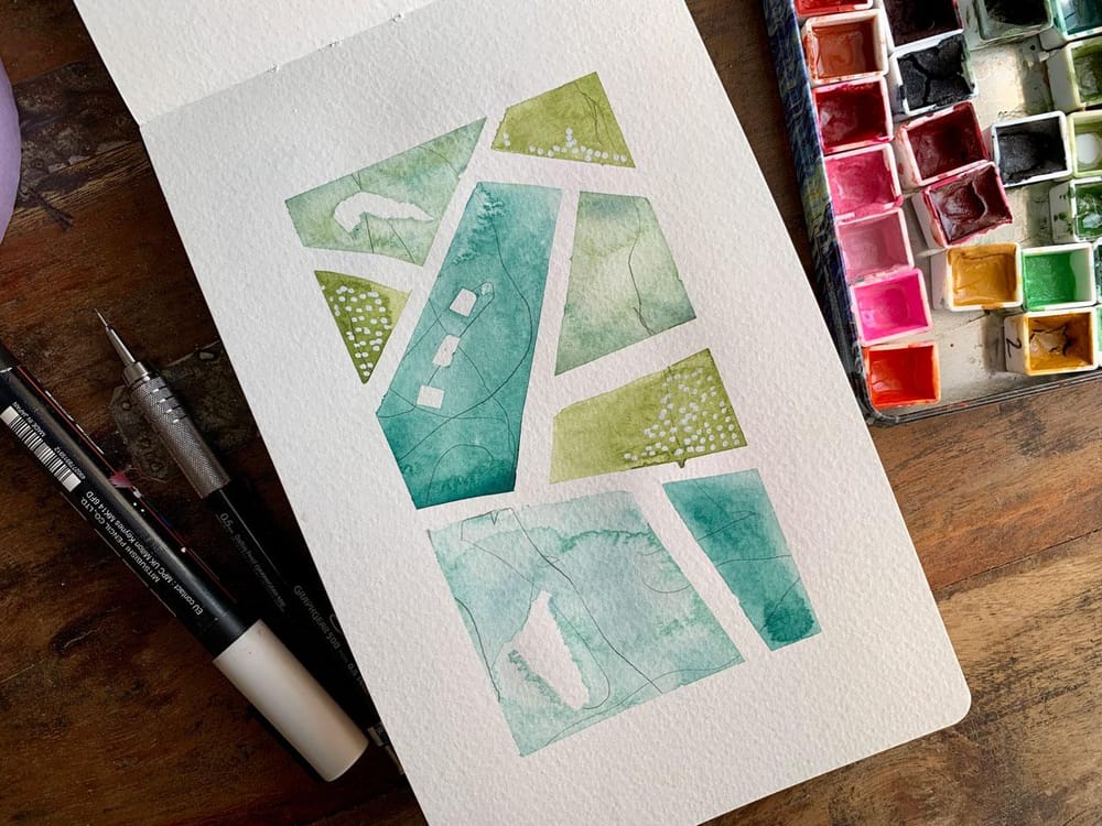 Watercolor Mosaic Abstracts - Getting Creative With Watercolor And Marks - image 2 - student project