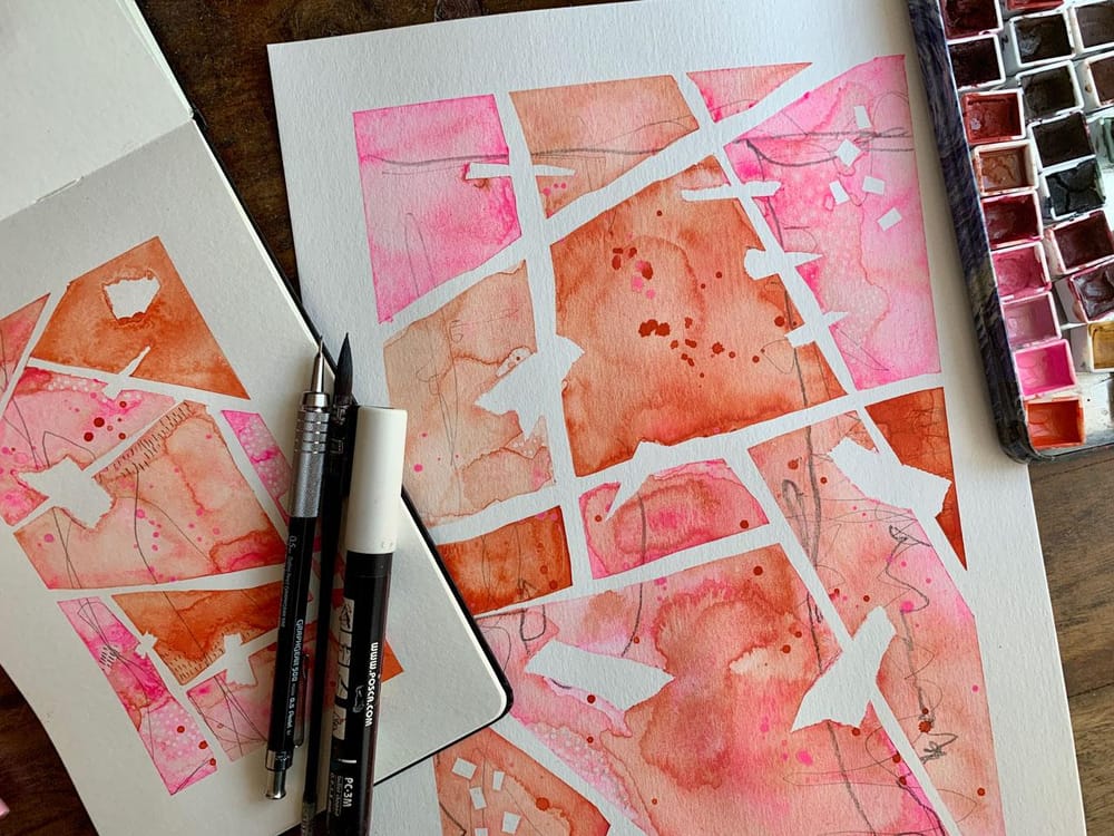 Watercolor Mosaic Abstracts - Getting Creative With Watercolor And Marks - image 1 - student project