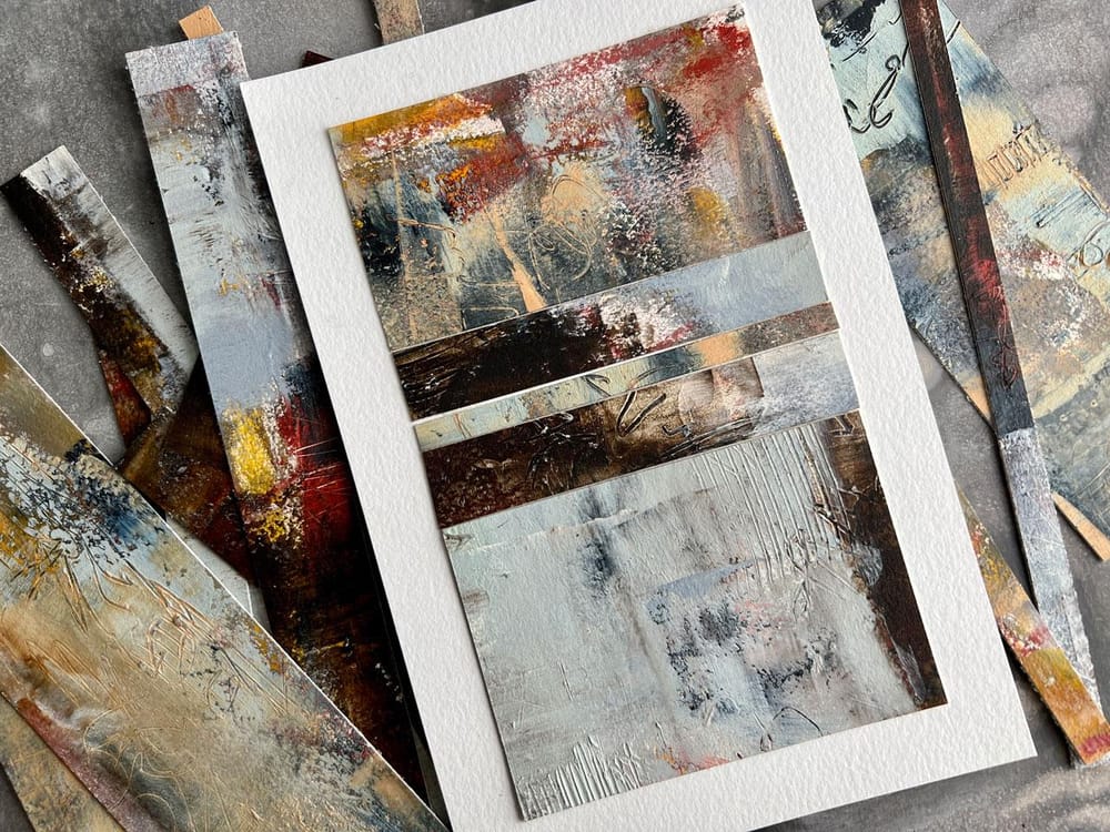 Junk Art Collage Abstracts - Creating New Art from Old Art You Don't Love - image 1 - student project