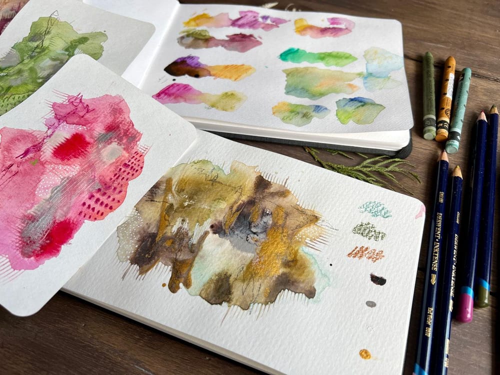 Mixed Media Abstracts - Experiment With Water Soluble Supplies - Crayons, Pencil - image 3 - student project