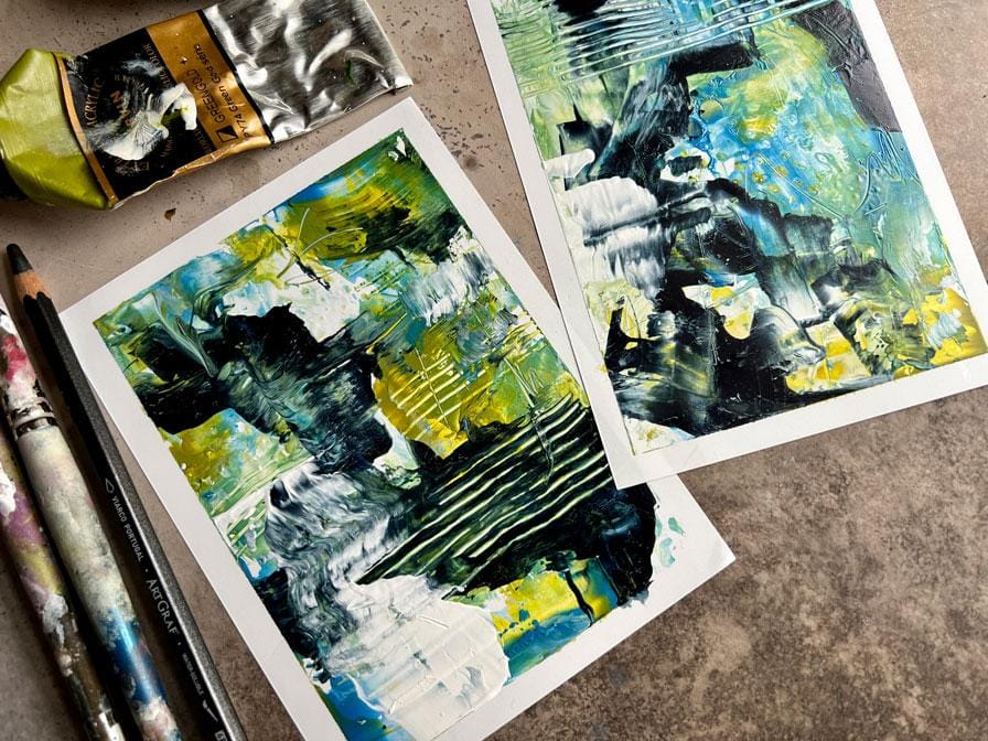 Acrylic Paint Abstracts on Mineral Paper: Creating and Exploring Techniques and - image 2 - student project