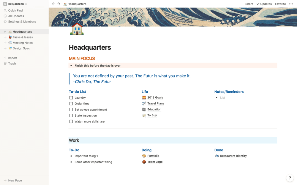 Notion Homepage - image 1 - student project