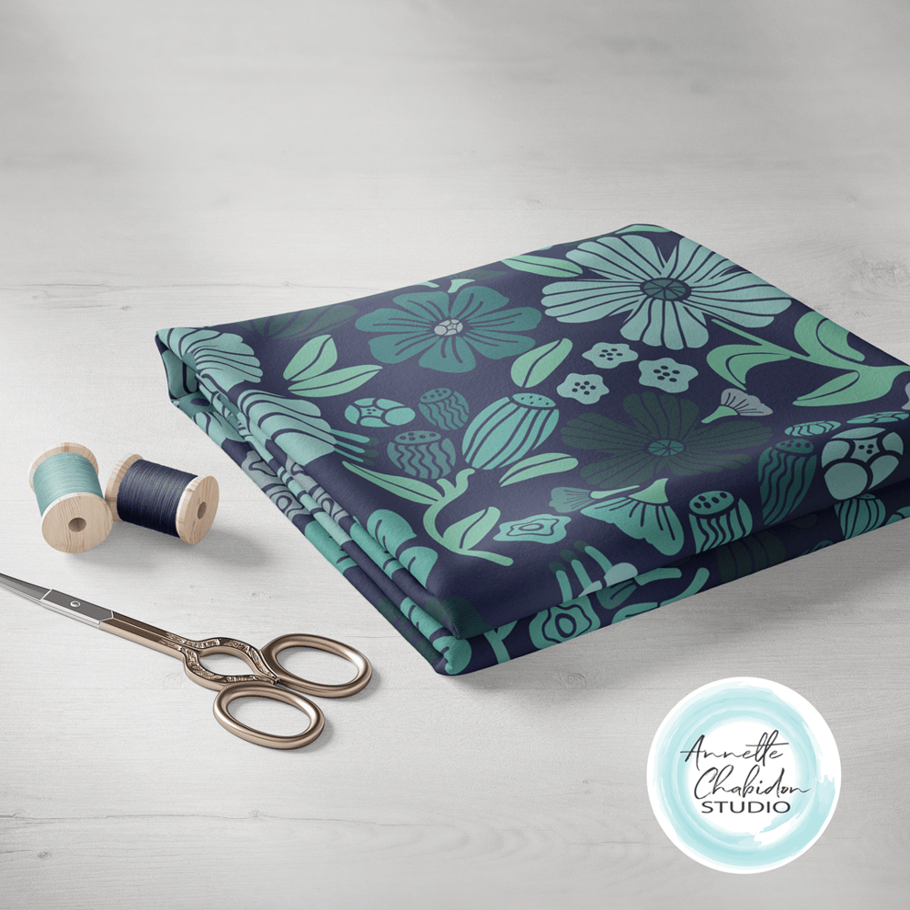Negative Space-Flower Toss in Teal - image 1 - student project