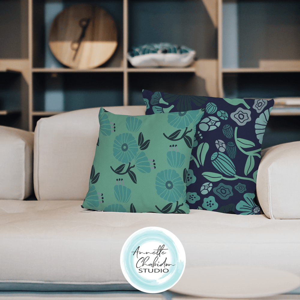 Negative Space-Flower Toss in Teal - image 3 - student project