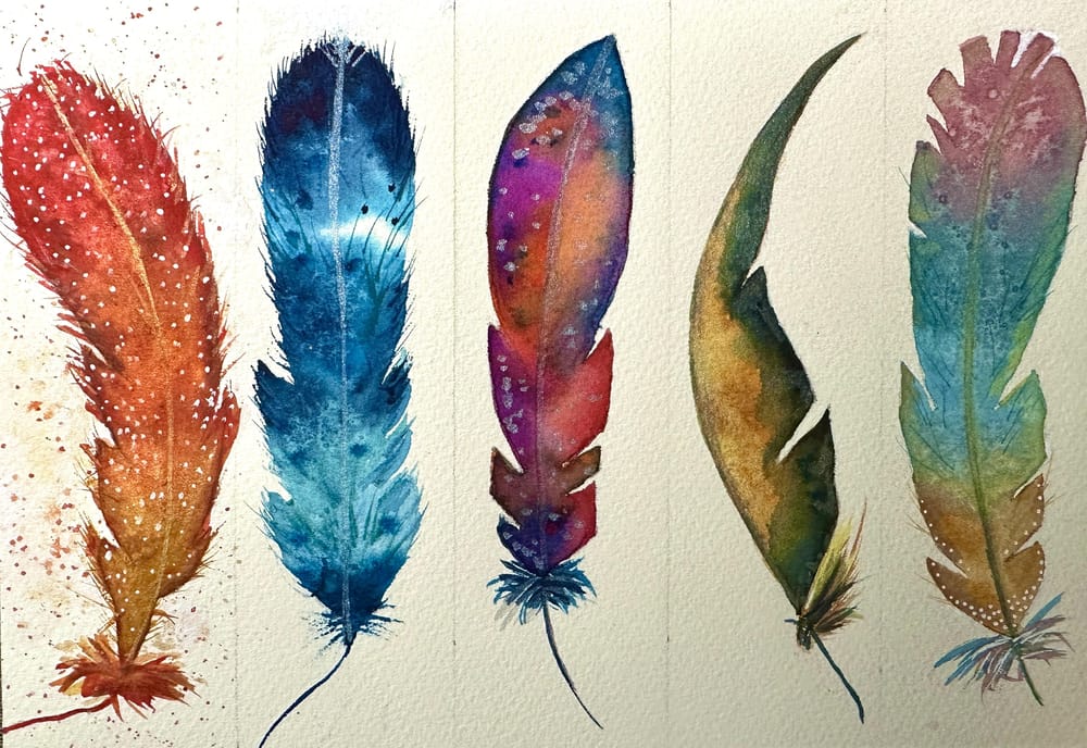 Watercolour Feathers - image 2 - student project