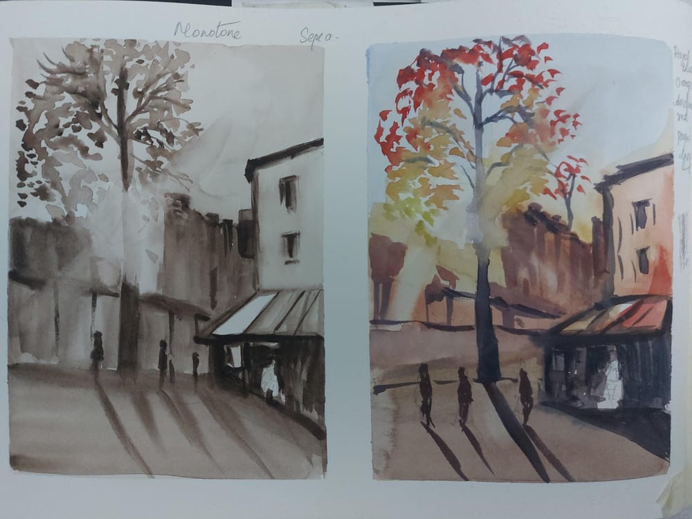 Sunny watercolour cityscape - image 2 - student project