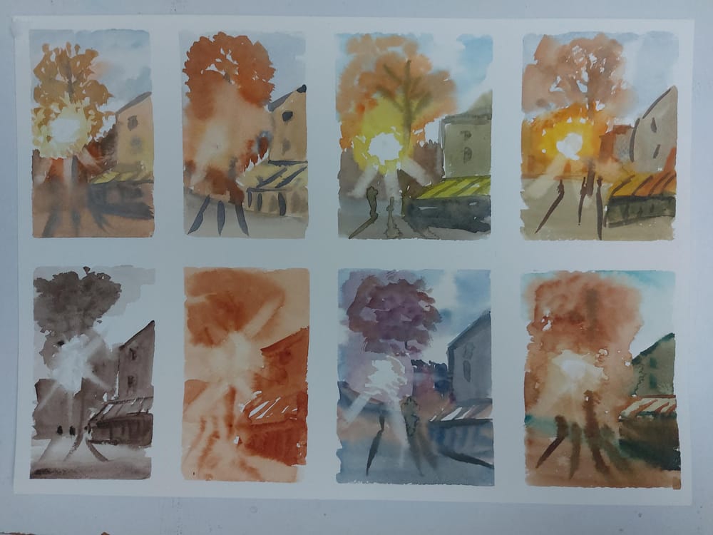 Sunny watercolour cityscape - image 1 - student project