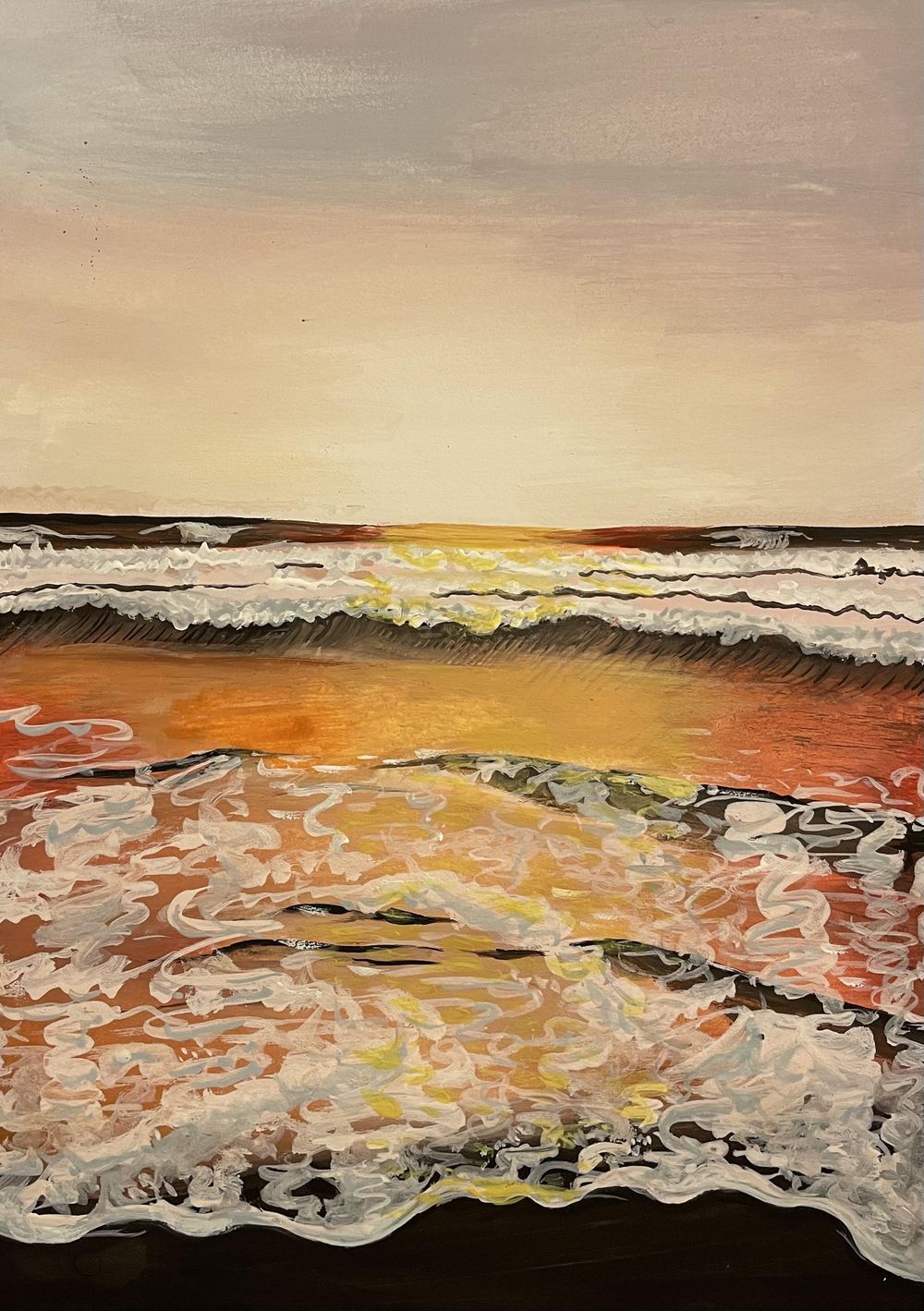 Sunset beach (gouache) - image 1 - student project