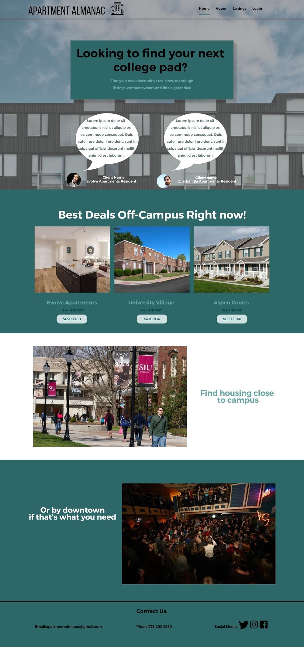 Apartment Website wireframe - image 1 - student project