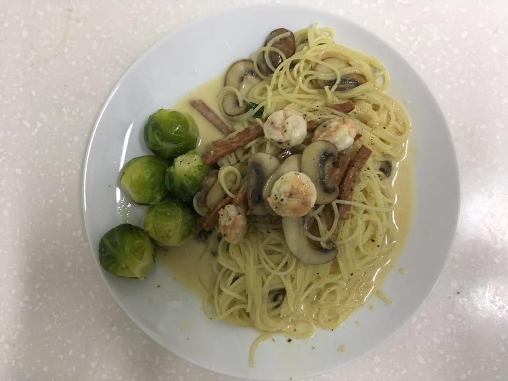 Homemade: Melted Cheese Carbonara Angel Hair - image 1 - student project