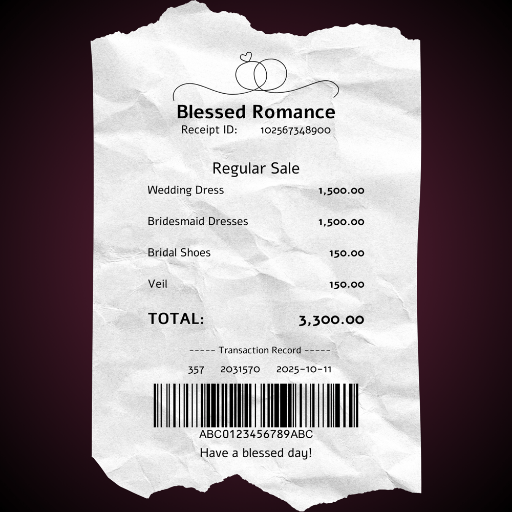 Blessed Romance Receipt - image 1 - student project