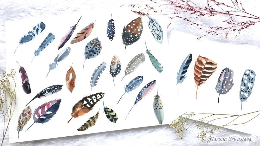 Decorative Watercolor Feathers: Class Project Reference - image 1 - student project