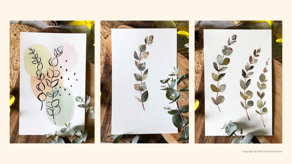 Painting Watercolor Botanicals from Live References in Three Art Styles - image 2 - student project