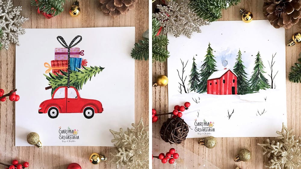 Winter Watercolor Illustration: 7 Festive Holiday Painting Projects - image 4 - student project