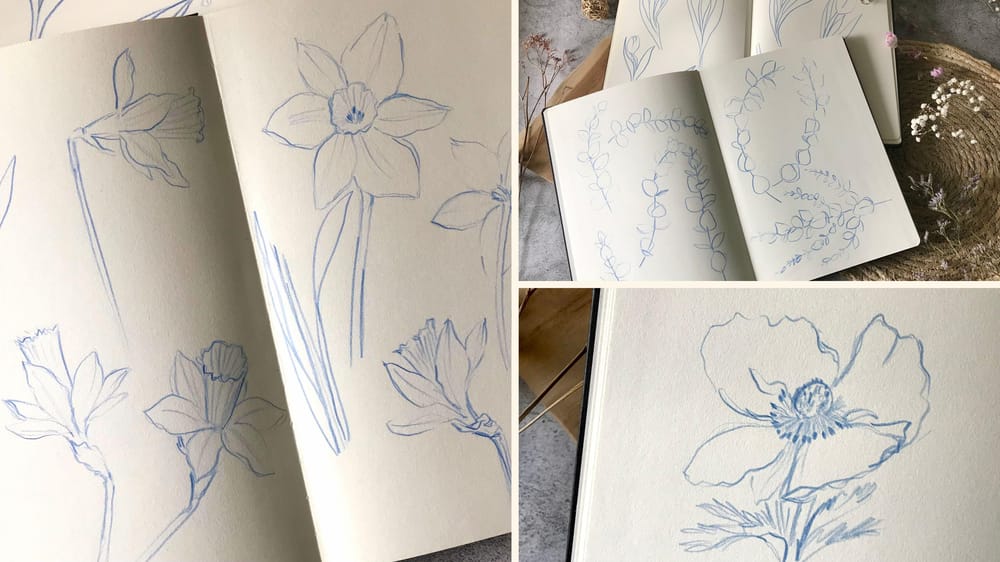 Painting Watercolor Botanicals from Live References in Three Art Styles - image 3 - student project
