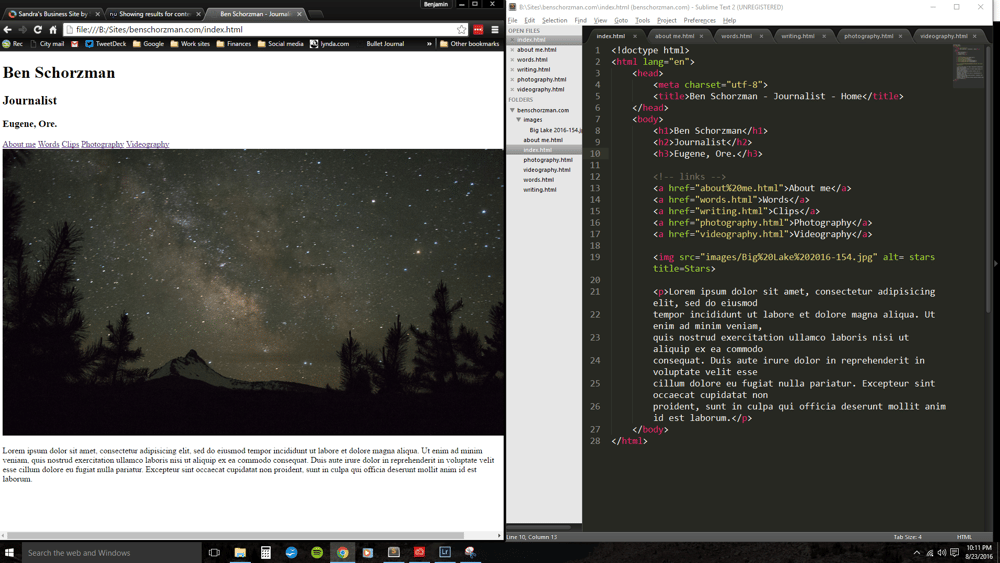 Ben Schorzman portfolio website - image 1 - student project