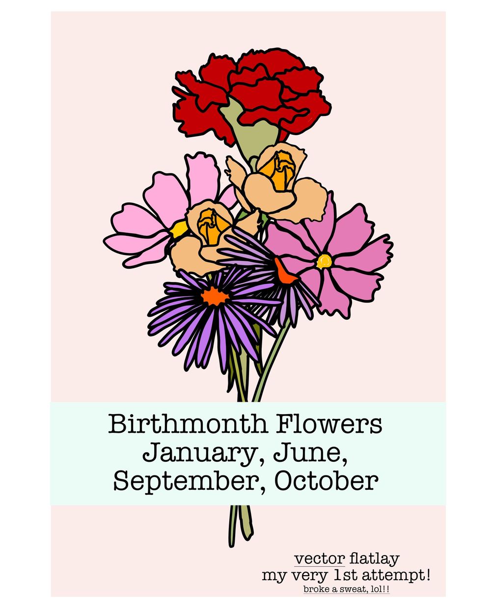 Birthmonth Flora, Vector Flatlay Style (with Affinity D, iPad) - image 1 - student project