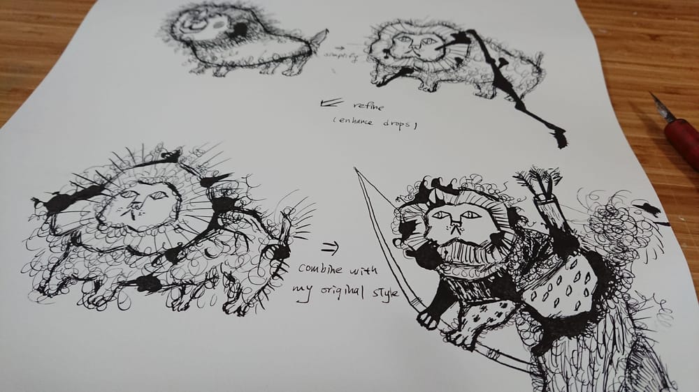 Lion Archer inspired by Ronald Searle - image 2 - student project