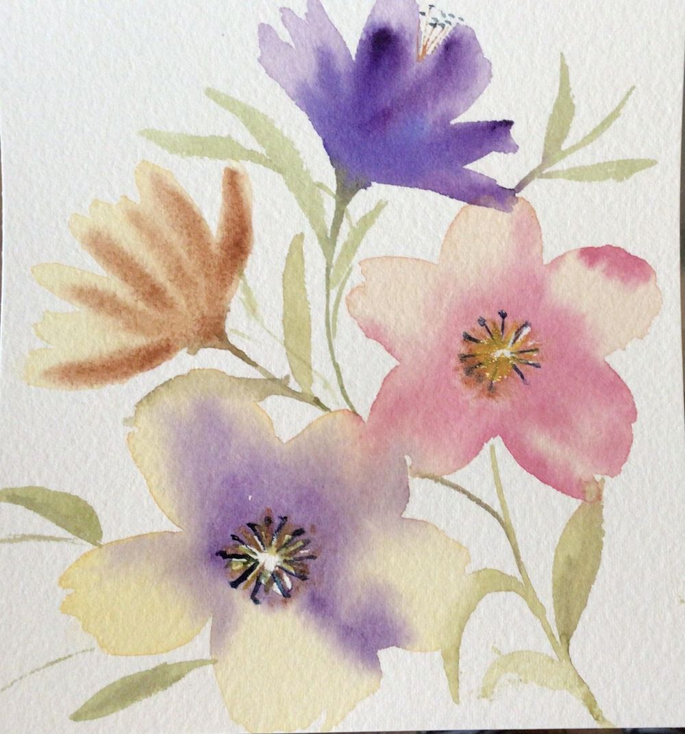 Loose watercolor Flowers - image 4 - student project
