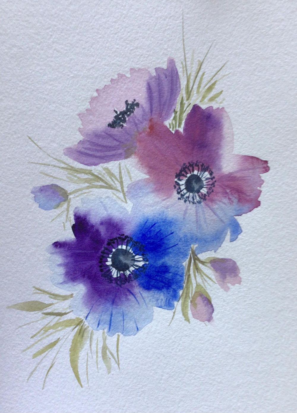 Loose watercolor Flowers - image 2 - student project
