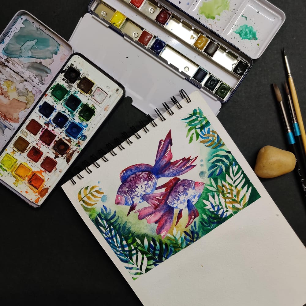 Underwater watercolor pattern - image 1 - student project