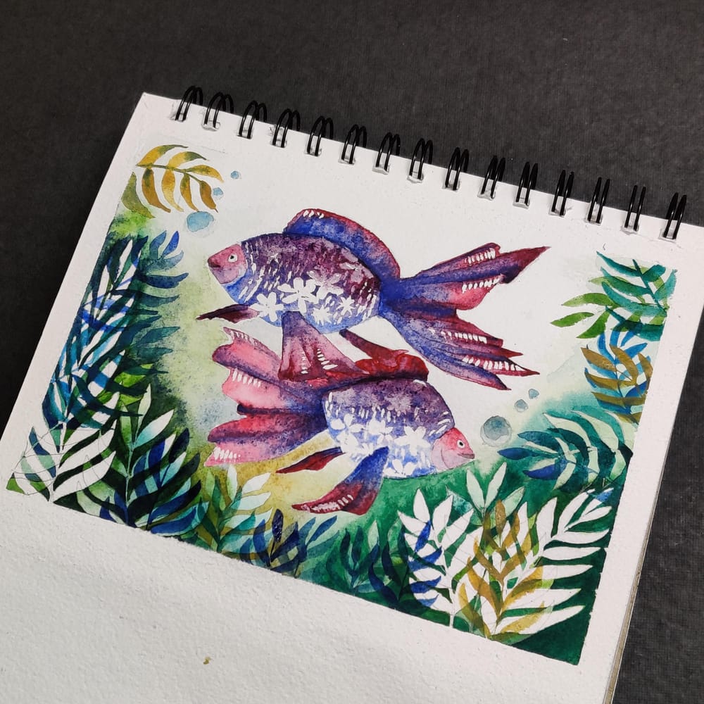 Negative painting and floral Fish - image 1 - student project
