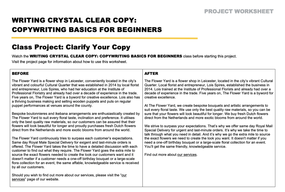 Clarify Your Copy: Example Project - image 2 - student project