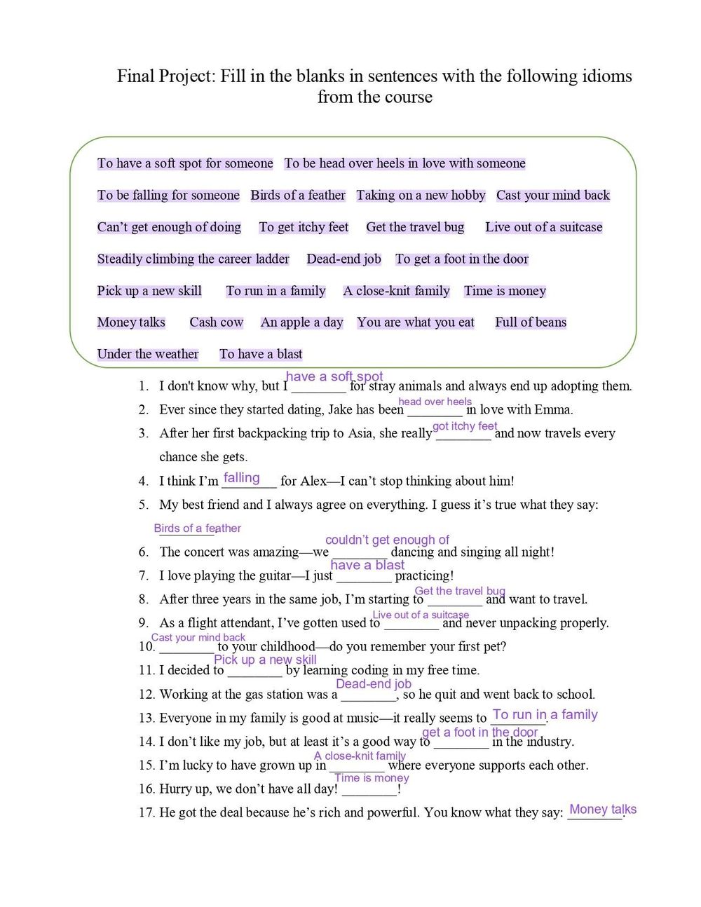 Idioms Project - image 1 - student project