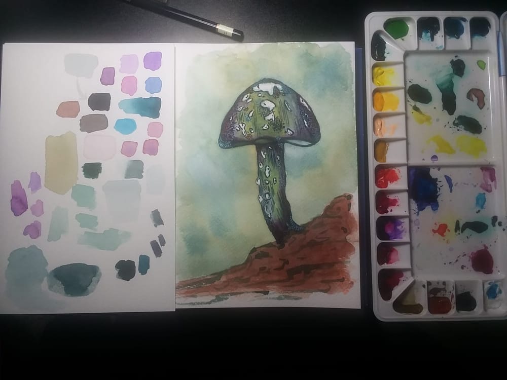 Mushroom watercolor practice - image 2 - student project