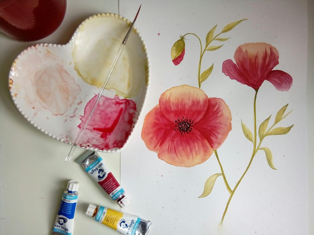 Watercolor Poppy - image 1 - student project