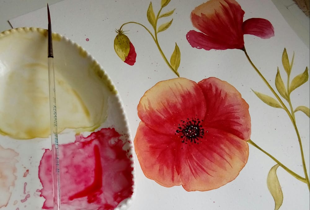 Watercolor Poppy - image 2 - student project