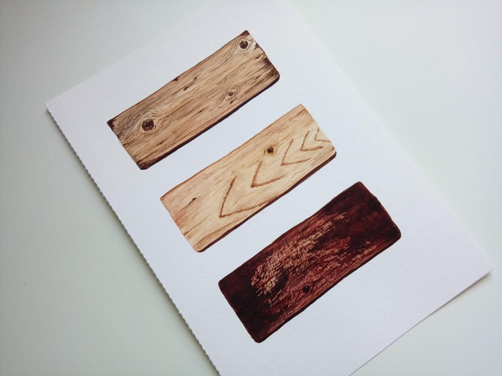 Wood texture in watercolor - image 2 - student project