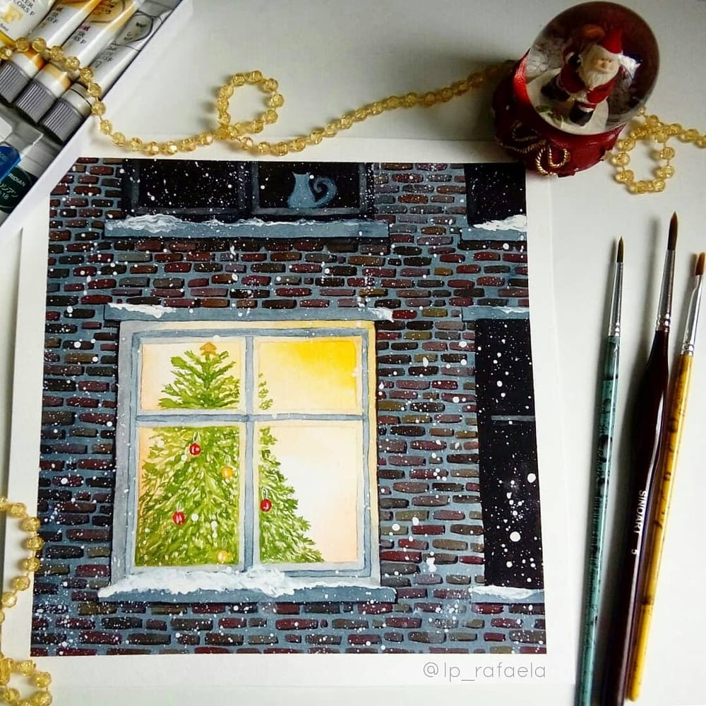 Luminous objects & brickwall in watercolor - image 5 - student project