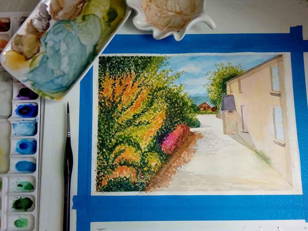Loose watercolor (trees, skies, sunlight) - image 3 - student project