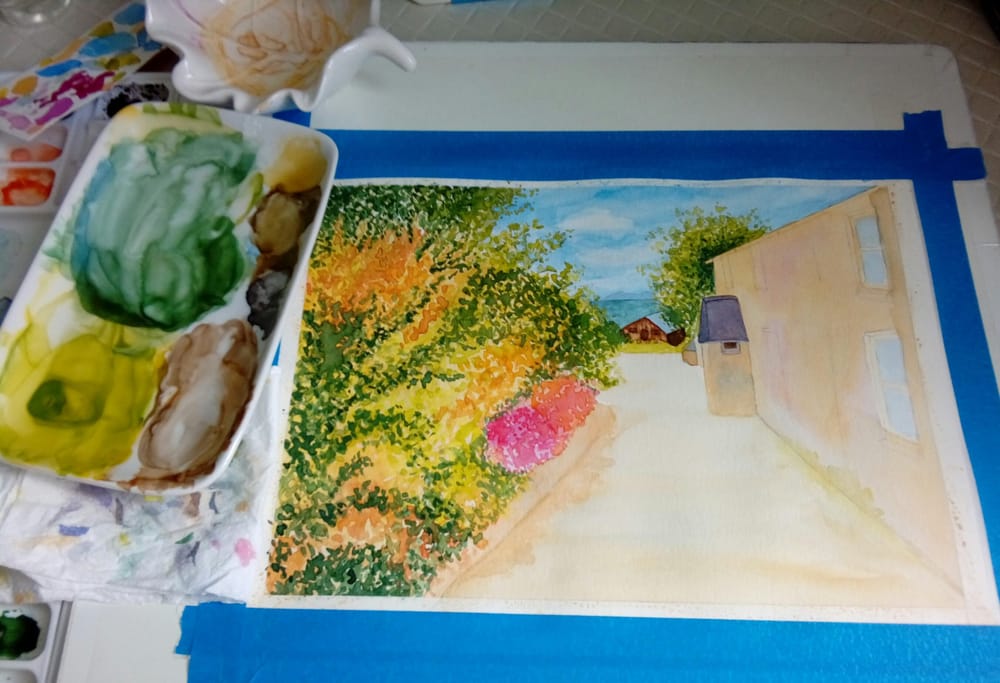 Loose watercolor (trees, skies, sunlight) - image 2 - student project