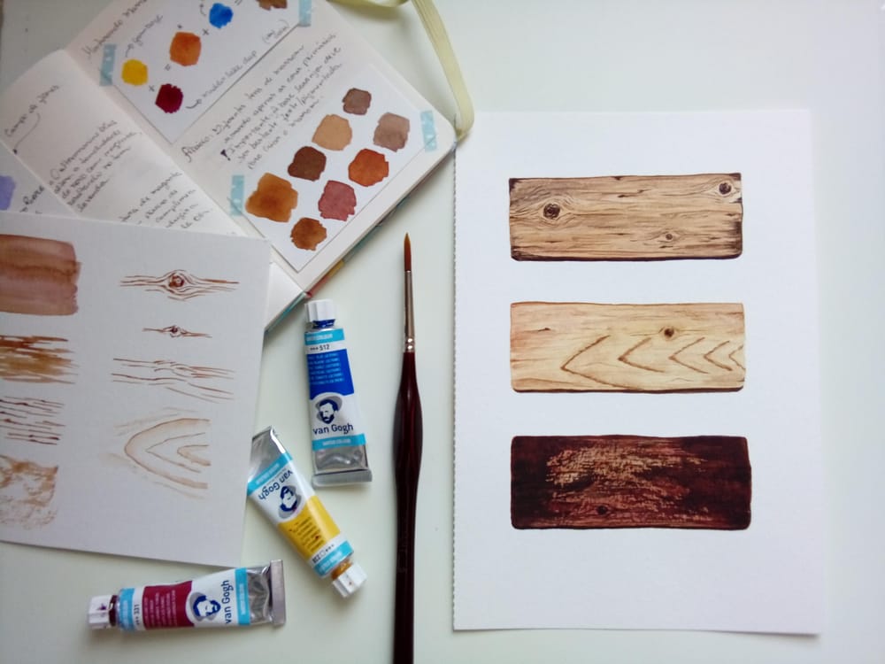 Wood texture in watercolor - image 1 - student project